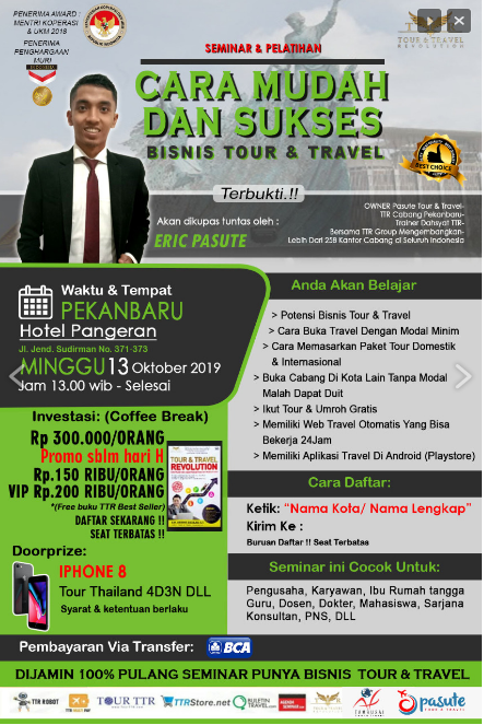 Info Seminar Bisnis Tour & Travel di Pekanbaru Hub 089519229936