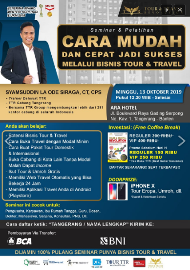 Info Seminar Bisnis Tour & Travel di Cilegon Hub 089519229936