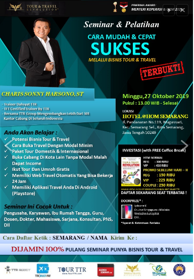 Info Seminar Bisnis Tour & Travel di Semarang Hub 089519229936