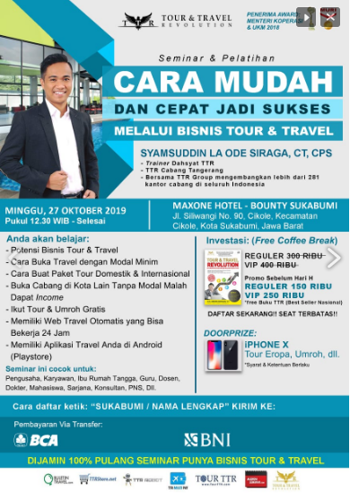 Info Seminar Bisnis Tour & Travel di Sukabumi Hub 089519229936
