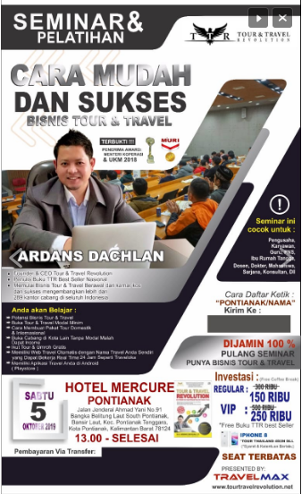 Info Seminar Bisnis Tour & Travel di Pontianak Hub 089519229936