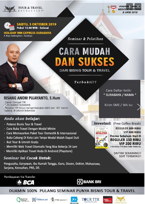 Info Seminar Bisnis Tour & Travel di Surabaya Hub 089519229936