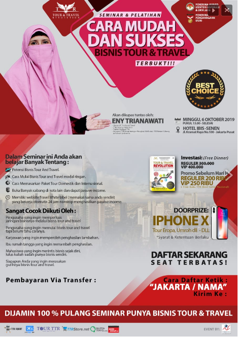 Info Seminar Bisnis Tour & Travel di Jakarta Senen Hub 089519229936